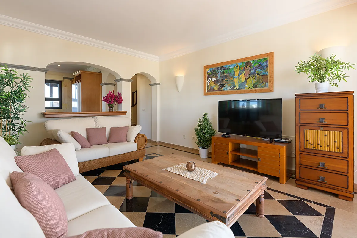 Comfortable sofas in the living room at Hipoclub Villa Aguamarina 1