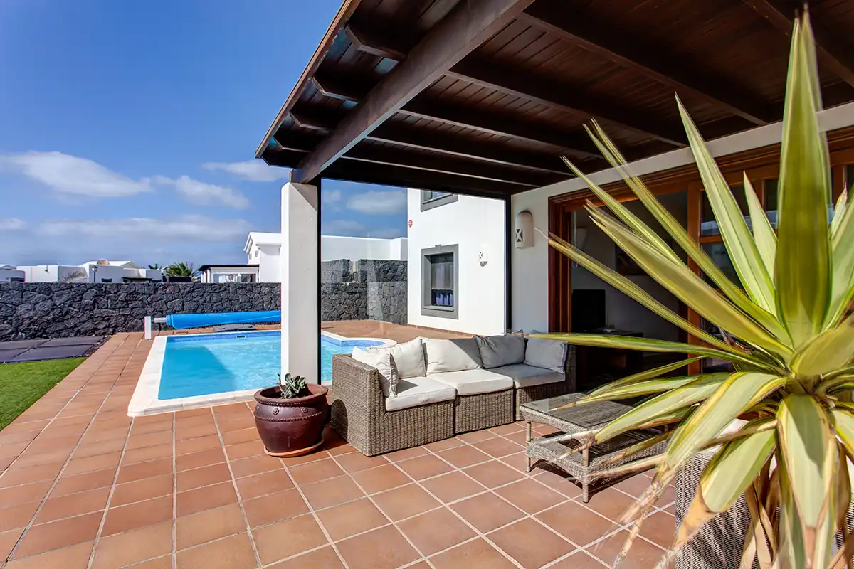 Spacious outdoor terrace at Hipoclub Villa Zafiro 34