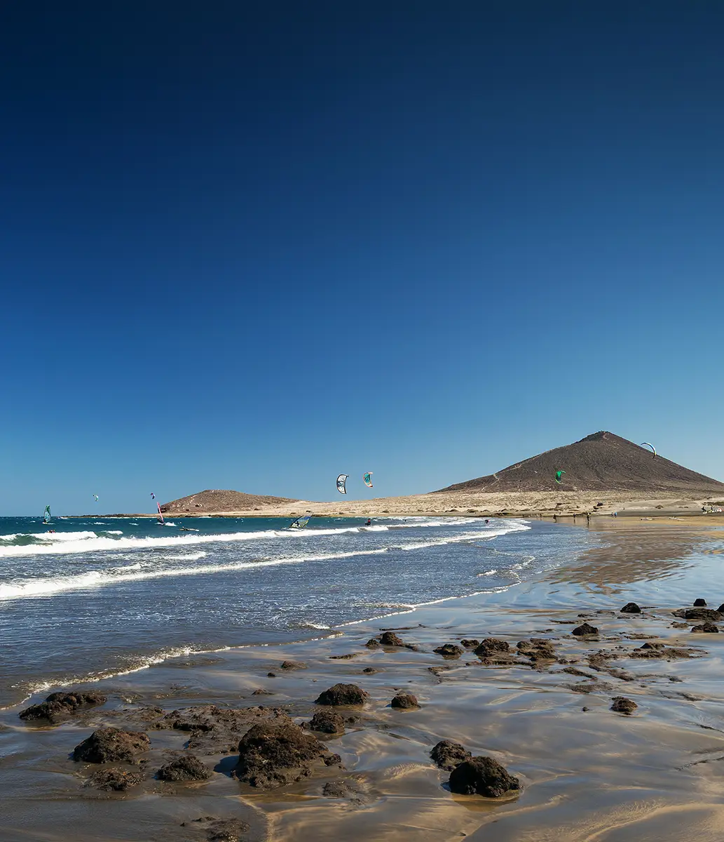 Montaña Roja View of Montaña Roja from Medano Beach near Hipoclub Villas